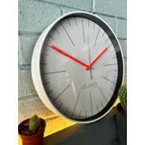 VOLANTE® Modern Duvar Saatleri NOBLE Serisi 30 cm Ø Gerçek Cam Ev/Ofis/Mutfak/Sınıf/Okul Sessiz & Akar (BEYAZ-KIRMIZI)