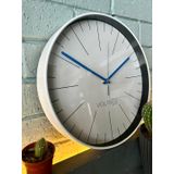VOLANTE® Modern Duvar Saatleri NOBLE Serisi 30 cm Ø Gerçek Cam Ev/Ofis/Mutfak/Sınıf/Okul Sessiz & Akar (BEYAZ-MAVİ)