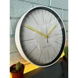 VOLANTE® Modern Duvar Saatleri NOBLE Serisi 30 cm Ø Gerçek Cam Ev/Ofis/Mutfak/Sınıf/Okul Sessiz & Akar (BEYAZ-SARI)
