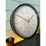 VOLANTE® Modern Duvar Saatleri NOBLE Serisi 30 cm Ø Gerçek Cam Ev/Ofis/Mutfak/Sınıf/Okul Sessiz & Akar (SİYAH-PEMBE)