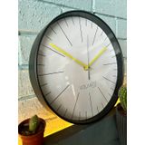 VOLANTE® Modern Duvar Saatleri NOBLE Serisi 30 cm Ø Gerçek Cam Ev/Ofis/Mutfak/Sınıf/Okul Sessiz & Akar (SİYAH-SARI)
