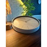 VOLANTE® Modern Duvar Saatleri NOBLE Serisi 35 cm Ø Gerçek Cam Ev/Ofis/Mutfak/Sınıf/Okul Sessiz & Akar (BEYAZ-ALTIN)
