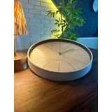 VOLANTE® Modern Duvar Saatleri NOBLE Serisi 35 cm Ø Gerçek Cam Ev/Ofis/Mutfak/Sınıf/Okul Sessiz & Akar (BEYAZ-GÜMÜŞ)