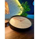 VOLANTE® Modern Duvar Saatleri NOBLE Serisi 35 cm Ø Gerçek Cam Ev/Ofis/Mutfak/Sınıf/Okul Sessiz & Akar (SİYAH-KIRMIZI)