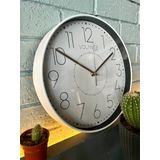 VOLANTE® Modern Duvar Saatleri QUEENLY Serisi 30 cm Ø Gerçek Cam Ev/Ofis/Mutfak/Sınıf/Okul Sessiz & Akar (BEYAZ-BRONZ)