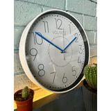 VOLANTE® Modern Duvar Saatleri QUEENLY Serisi 30 cm Ø Gerçek Cam Ev/Ofis/Mutfak/Sınıf/Okul Sessiz & Akar (BEYAZ-MAVİ)