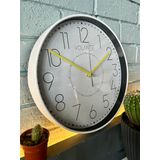 VOLANTE® Modern Duvar Saatleri QUEENLY Serisi 30 cm Ø Gerçek Cam Ev/Ofis/Mutfak/Sınıf/Okul Sessiz & Akar (BEYAZ-SARI)