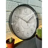 VOLANTE® Modern Duvar Saatleri QUEENLY Serisi 30 cm Ø Gerçek Cam Ev/Ofis/Mutfak/Sınıf/Okul Sessiz & Akar (SİYAH-GÜMÜŞ)