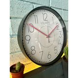 VOLANTE® Modern Duvar Saatleri QUEENLY Serisi 30 cm Ø Gerçek Cam Ev/Ofis/Mutfak/Sınıf/Okul Sessiz & Akar (SİYAH-PEMBE)