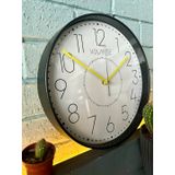 VOLANTE® Modern Duvar Saatleri QUEENLY Serisi 30 cm Ø Gerçek Cam Ev/Ofis/Mutfak/Sınıf/Okul Sessiz & Akar (SİYAH-SARI)