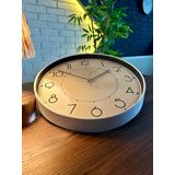 VOLANTE® Modern Duvar Saatleri ROME Serisi 35 cm Ø Gerçek Cam Ev/Ofis/Mutfak/Sınıf/Okul Sessiz & Akar (BEYAZ-BRONZ)