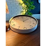 VOLANTE® Modern Duvar Saatleri ROME Serisi 35 cm Ø Gerçek Cam Ev/Ofis/Mutfak/Sınıf/Okul Sessiz & Akar (BEYAZ-GÜMÜŞ)