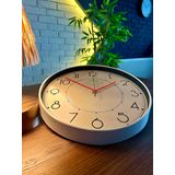 VOLANTE® Modern Duvar Saatleri ROME Serisi 35 cm Ø Gerçek Cam Ev/Ofis/Mutfak/Sınıf/Okul Sessiz & Akar (BEYAZ-KIRMIZI)