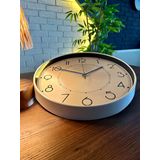 VOLANTE® Modern Duvar Saatleri ROME Serisi 35 cm Ø Gerçek Cam Ev/Ofis/Mutfak/Sınıf/Okul Sessiz & Akar (BEYAZ-MAVİ)
