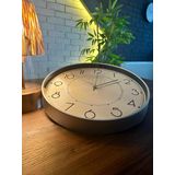 VOLANTE® Modern Duvar Saatleri ROME Serisi 35 cm Ø Gerçek Cam Ev/Ofis/Mutfak/Sınıf/Okul Sessiz & Akar (GÜMÜŞ)