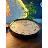 VOLANTE® Modern Duvar Saatleri ROME Serisi 35 cm Ø Gerçek Cam Ev/Ofis/Mutfak/Sınıf/Okul Sessiz & Akar (SİYAH-ALTIN)