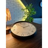 VOLANTE® Modern Duvar Saatleri ROME Serisi 35 cm Ø Gerçek Cam Ev/Ofis/Mutfak/Sınıf/Okul Sessiz & Akar (SİYAH-BRONZ)