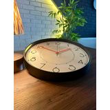 VOLANTE® Modern Duvar Saatleri ROME Serisi 35 cm Ø Gerçek Cam Ev/Ofis/Mutfak/Sınıf/Okul Sessiz & Akar (SİYAH-KIRMIZI)