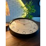 VOLANTE® Modern Duvar Saatleri ROME Serisi 35 cm Ø Gerçek Cam Ev/Ofis/Mutfak/Sınıf/Okul Sessiz & Akar (SİYAH-PEMBE)