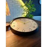 VOLANTE® Modern Duvar Saatleri ROME Serisi 35 cm Ø Gerçek Cam Ev/Ofis/Mutfak/Sınıf/Okul Sessiz & Akar (SİYAH-SARI)