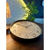 VOLANTE® Modern Duvar Saatleri ROME Serisi 35 cm Ø Gerçek Cam Ev/Ofis/Mutfak/Sınıf/Okul Sessiz & Akar (SİYAH)