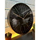 VOLANTE® Modern Duvar Saatleri SALVIA Serisi 30 cm Ø Gerçek Cam Ev/Ofis/Mutfak/Sınıf/Okul Sessiz & Akar (SİYAH-ALTIN)