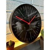VOLANTE® Modern Duvar Saatleri SALVIA Serisi 30 cm Ø Gerçek Cam Ev/Ofis/Mutfak/Sınıf/Okul Sessiz & Akar (SİYAH-KIRMIZI)