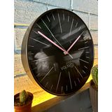 VOLANTE® Modern Duvar Saatleri SALVIA Serisi 30 cm Ø Gerçek Cam Ev/Ofis/Mutfak/Sınıf/Okul Sessiz & Akar (SİYAH-PEMBE)