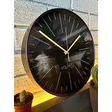 VOLANTE® Modern Duvar Saatleri SALVIA Serisi 30 cm Ø Gerçek Cam Ev/Ofis/Mutfak/Sınıf/Okul Sessiz & Akar (SİYAH-SARI)