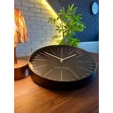 VOLANTE® Modern Duvar Saatleri SALVIA Serisi 35 cm Ø Gerçek Cam Ev/Ofis/Mutfak/Sınıf/Okul Sessiz & Akar (SİYAH-BEYAZ)