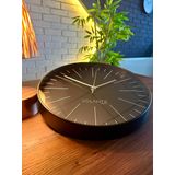 VOLANTE® Modern Duvar Saatleri SALVIA Serisi 35 cm Ø Gerçek Cam Ev/Ofis/Mutfak/Sınıf/Okul Sessiz & Akar (SİYAH-GÜMÜŞ)
