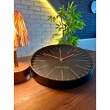 VOLANTE® Modern Duvar Saatleri SALVIA Serisi 35 cm Ø Gerçek Cam Ev/Ofis/Mutfak/Sınıf/Okul Sessiz & Akar (SİYAH-KIRMIZI)