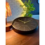 VOLANTE® Modern Duvar Saatleri SALVIA Serisi 35 cm Ø Gerçek Cam Ev/Ofis/Mutfak/Sınıf/Okul Sessiz & Akar (SİYAH-SARI)