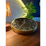 VOLANTE® Modern Duvar Saatleri SOUL Serisi 35 cm Ø Gerçek Cam Ev/Ofis/Mutfak/Sınıf/Okul Sessiz & Akar (ALTIN)