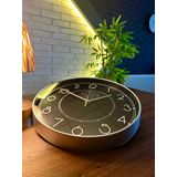 VOLANTE® Modern Duvar Saatleri SOUL Serisi 35 cm Ø Gerçek Cam Ev/Ofis/Mutfak/Sınıf/Okul Sessiz & Akar (GÜMÜŞ)