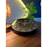 VOLANTE® Modern Duvar Saatleri SOUL Serisi 35 cm Ø Gerçek Cam Ev/Ofis/Mutfak/Sınıf/Okul Sessiz & Akar (SİYAH-ALTIN)