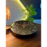 VOLANTE® Modern Duvar Saatleri SOUL Serisi 35 cm Ø Gerçek Cam Ev/Ofis/Mutfak/Sınıf/Okul Sessiz & Akar (SİYAH-KIRMIZI)