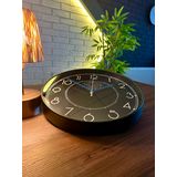 VOLANTE® Modern Duvar Saatleri SOUL Serisi 35 cm Ø Gerçek Cam Ev/Ofis/Mutfak/Sınıf/Okul Sessiz & Akar (SİYAH-MAVİ)