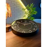 VOLANTE® Modern Duvar Saatleri SOUL Serisi 35 cm Ø Gerçek Cam Ev/Ofis/Mutfak/Sınıf/Okul Sessiz & Akar (SİYAH-PEMBE)