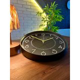VOLANTE® Modern Duvar Saatleri SOUL Serisi 35 cm Ø Gerçek Cam Ev/Ofis/Mutfak/Sınıf/Okul Sessiz & Akar (SİYAH-SARI)