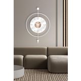 VOLANTE® Modern İskandinav Dekoratif Sarkaçlı Metal Saat 48 x 72 cm (Beyaz) (Beyaz-Şeffaf-Bronz)
