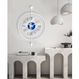 VOLANTE® Modern İskandinav Dekoratif Sarkaçlı Metal Saat 48 x 72 cm (Beyaz) (Beyaz-Şeffaf-Mavi)