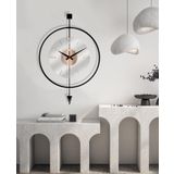 VOLANTE® Modern İskandinav Dekoratif Sarkaçlı Metal Saat 48 x 72 cm (Siyah) (Siyah-Şeffaf-Bronz)