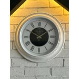 VOLANTE® Vintage Duvar Saatleri BEYAZ-İNCİ Serisi 45 cm Ø Gerçek Cam Ev/Ofis/Mutfak/Sınıf/Okul Sessiz & Akar (V-BYZ16GLD)