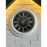 VOLANTE® Vintage Duvar Saatleri BEYAZ-İNCİ Serisi 45 cm Ø Gerçek Cam Ev/Ofis/Mutfak/Sınıf/Okul Sessiz & Akar (V-BYZ18GLD)