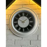 VOLANTE® Vintage Duvar Saatleri BEYAZ-İNCİ Serisi 45 cm Ø Gerçek Cam Ev/Ofis/Mutfak/Sınıf/Okul Sessiz & Akar (V-BYZ20GLD)