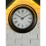 VOLANTE® Vintage Duvar Saatleri SİYAH-İNCİ Serisi 45 cm Ø Gerçek Cam Ev/Ofis/Mutfak/Sınıf/Okul Sessiz & Akar (V-SYH6SYH)