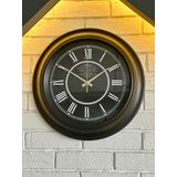 VOLANTE® Vintage Duvar Saatleri SİYAH-İNCİ Serisi 45 cm Ø Gerçek Cam Ev/Ofis/Mutfak/Sınıf/Okul Sessiz & Akar (V-SYH8GLD)
