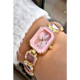 Volde Model Minimal Kristal Taşlı Pembe Bagetvintage Tasarım Kadın Kol Saati
