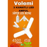 VOLEMİ 3 Kanatlı %90 tasarruflu 45w Ampul 5.000 Lümen Led Aydınlatma Beyaz Işık Led Ampul
